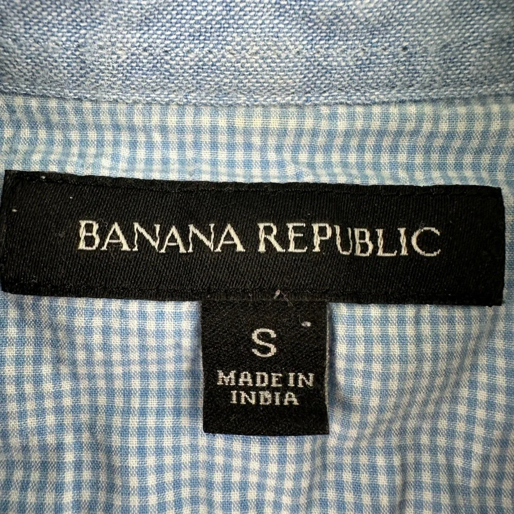Banana Republic Shirt Mens Small Blue Button Down Linen Cotton Long Sleeve - Picture 5 of 10